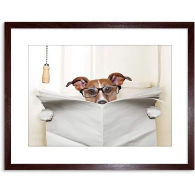 Artery8 - Jack Russell Toilet Reading Newspaper Artwork - 9X7 Inch Artery8 - Jack Russell Toilet Reading Newspaper Artwork - 9X7 Inch