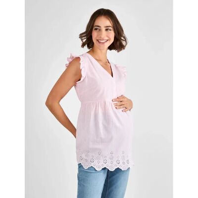 JoJo Maman Bébé - Stripe Broderie Maternity Blouse - Pink Streifen - 100% Baumwolle - Stillbluse JoJo Maman Bébé - Stripe Broderie Maternity Blouse - Pink Streifen - 100% Baumwolle - Stillbluse