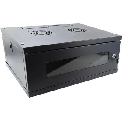 Kenable Flat Pack Wall Mounted Data Cabinet - 19 Inch Rack Black Kenable Flat Pack Wall Mounted Data Cabinet - 19 Inch Rack Black