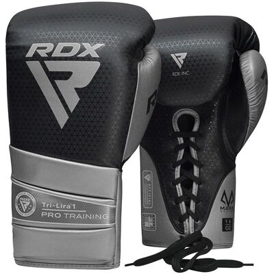 Rdx Sports Black Boxing Gloves - Mark Pro Training Tri Lira Rdx Sports Black Boxing Gloves - Mark Pro Training Tri Lira