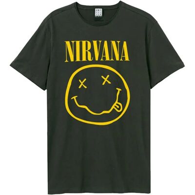 T-shirt Amplified Nirvana Smiley Charcoal Grand - Publicité T-shirt Amplified Nirvana Smiley Charcoal Grand - Publicité