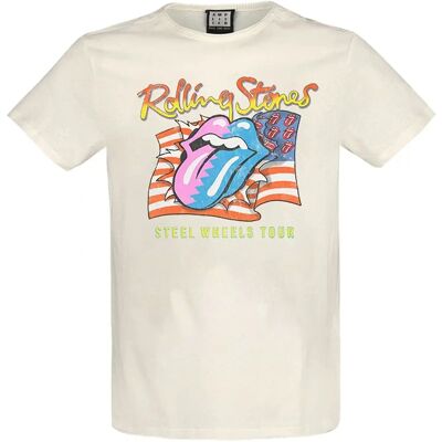 The Rolling Stones Steel Wheels Vit T-Shirt - T-Shirt The Rolling Stones Steel Wheels Vit T-Shirt - T-Shirt