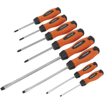 Sealey HV004 Screwdriver Set 8pc Hammer-Thru Hi-Vis Orange - Screwdriver Set Sealey HV004 Screwdriver Set 8pc Hammer-Thru Hi-Vis Orange - Screwdriver Set