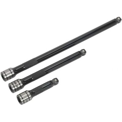 Sealey AK7691 Zwarte Serie Wobble/Rigid verlengingsstangenset 3-delig - Verlengingsstangenset Sealey AK7691 Zwarte Serie Wobble/Rigid verlengingsstangenset 3-delig - Verlengingsstangenset