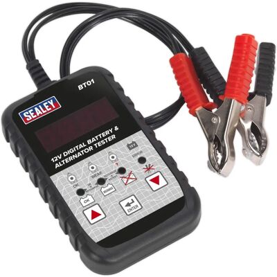 Sealey BT01 Digital Battery & Alternator Tester - 12V Compact Device Sealey BT01 Digital Battery & Alternator Tester - 12V Compact Device