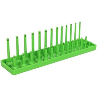 Support pour douilles Sealey SH1414HV - 1/4 pouce carré - 4-15mm - Vert Support pour douilles Sealey SH1414HV - 1/4 pouce carré - 4-15mm - Vert