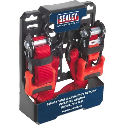 Sealey TD1202SR - Sangle de fixation robuste - 32mm, 3m, Crochets en S - Publicité Sealey TD1202SR - Sangle de fixation robuste - 32mm, 3m, Crochets en S - Publicité