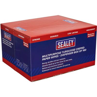 Sealey SCP1601 Turquoise Multipurpose Paper Wipes - 160 Sheets Sealey SCP1601 Turquoise Multipurpose Paper Wipes - 160 Sheets