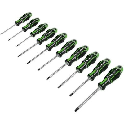 Conjunto de chaves de fenda Sealey AK4324HV 10 peças TRX-Star GripMAX - Verde fluorescente Conjunto de chaves de fenda Sealey AK4324HV 10 peças TRX-Star GripMAX - Verde fluorescente