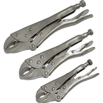 Sealey S0463 Locking Pliers Set - 3-piece, Forged Steel, Nickel Finish Sealey S0463 Locking Pliers Set - 3-piece, Forged Steel, Nickel Finish