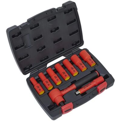 Sealey AK7942 Isoliertes Steckschlüssel-Set - 3/8" Quadrad, 9 Teile, WallDrive, VDE Sealey AK7942 Isoliertes Steckschlüssel-Set - 3/8" Quadrad, 9 Teile, WallDrive, VDE