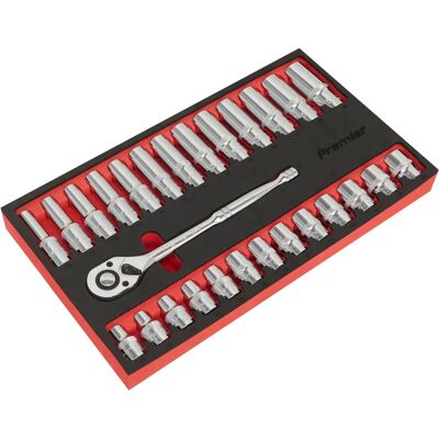 Juego de llave de trinquete y vasos Sealey AK66723 - 27 piezas - 1/2" de impulso Juego de llave de trinquete y vasos Sealey AK66723 - 27 piezas - 1/2" de impulso