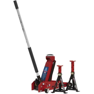 Sealey 3010CX Trolley Jack 3tonne Standard Chassis + Axle Stands 3tonne Cap Sealey 3010CX Trolley Jack 3tonne Standard Chassis + Axle Stands 3tonne Cap