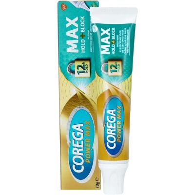 Crème Adhésive Corega Power Max - Hold + Block 70 g - Publicité Crème Adhésive Corega Power Max - Hold + Block 70 g - Publicité