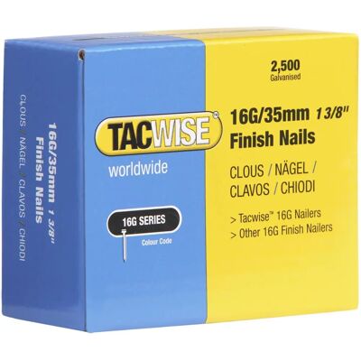 Tacwise - 16G Finish 35mm Straight Brad Nails - 35mm - Brad Nails - Nails Tacwise - 16G Finish 35mm Straight Brad Nails - 35mm - Brad Nails - Nails
