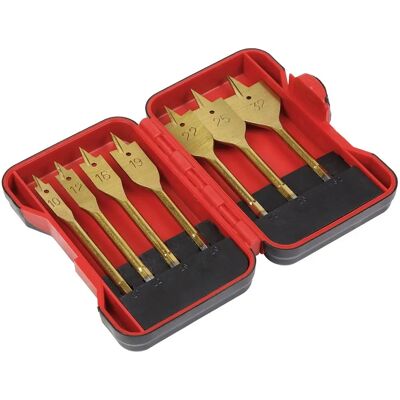 Sealey AK3707FW Titanium Flat Wood Drill Bit Set 7pc - 1/4" Hex Shank Sealey AK3707FW Titanium Flat Wood Drill Bit Set 7pc - 1/4" Hex Shank