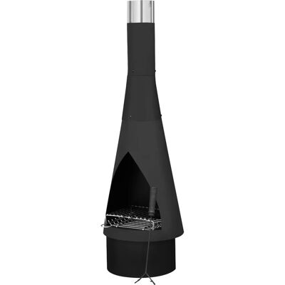 Dellonda DG109 Conical Outdoor Chiminea Fireplace Heater - Black Steel Dellonda DG109 Conical Outdoor Chiminea Fireplace Heater - Black Steel