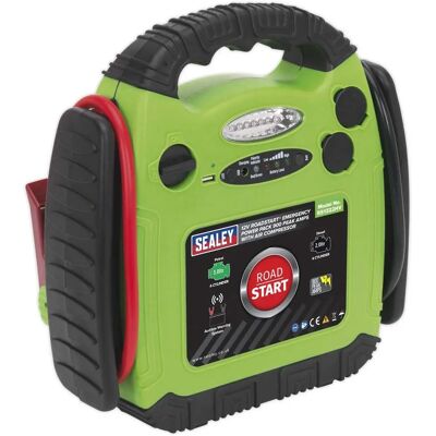 Sealey RoadStart 12V Emergency Jump Starter with Air Compressor - Vehicle Power Sealey RoadStart 12V Emergency Jump Starter with Air Compressor - Vehicle Power