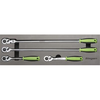 Siegen S01231 Ratchet Wrench Set - 4pc, 1/2" Drive, Flip Reverse Siegen S01231 Ratchet Wrench Set - 4pc, 1/2" Drive, Flip Reverse
