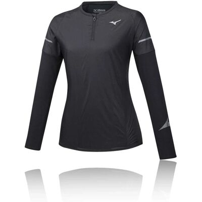 Mizuno Hineri Hybrid Top - Lange mouwen 3/4 ritssluiting Vrouwen Zwart Mizuno Hineri Hybrid Top - Lange mouwen 3/4 ritssluiting Vrouwen Zwart