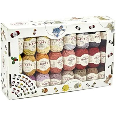 Sirdar Happy Cotton DK - 50 Couleurs dans une Boîte Heureuse Sirdar Happy Cotton DK - 50 Couleurs dans une Boîte Heureuse