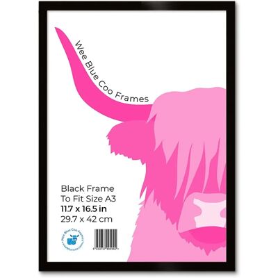 Wee Blue Coo A3 Black Wooden Picture Frame - Safety Acrylic Glass Wee Blue Coo A3 Black Wooden Picture Frame - Safety Acrylic Glass