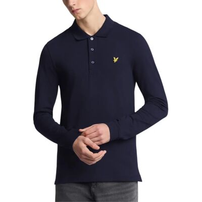 Lyle and Scott Marineblå Langermet Poloshirt - Normal Passform - Poloshirt Lyle and Scott Marineblå Langermet Poloshirt - Normal Passform - Poloshirt