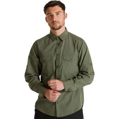 Chemise de randonnée à manches longues pour hommes Craghoppers Expert Kiwi - Vert Cèdre Foncé - Chemise de marche - Publicité Chemise de randonnée à manches longues pour hommes Craghoppers Expert Kiwi - Vert Cèdre Foncé - Chemise de marche - Publicité