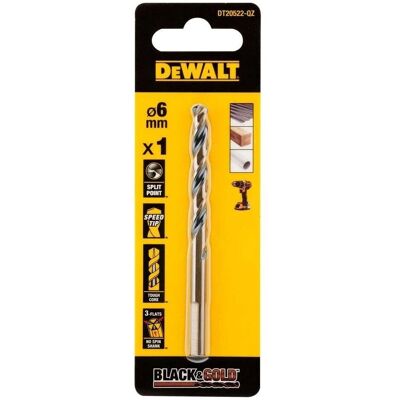 DeWalt Schwarz & Gold Bohrer - 6mm - Bohrer DeWalt Schwarz & Gold Bohrer - 6mm - Bohrer