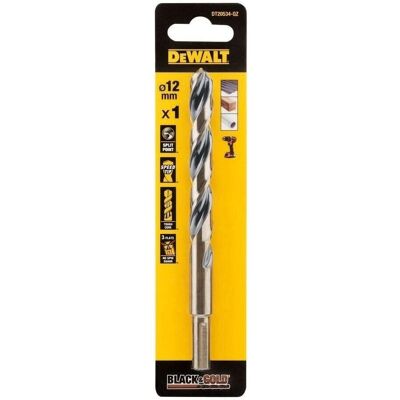 DeWalt Schwarz & Gold 12mm Bohrer - Metall, Holz, PVC DeWalt Schwarz & Gold 12mm Bohrer - Metall, Holz, PVC