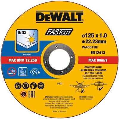 DeWALT DT20540-QZ - Tarczki do cięcia stali nierdzewnej - 125mm DeWALT DT20540-QZ - Tarczki do cięcia stali nierdzewnej - 125mm