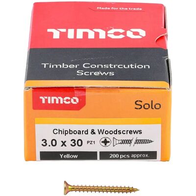 Timco Yellow Wood Screw 3.0 x 30mm - Wood Screw Timco Yellow Wood Screw 3.0 x 30mm - Wood Screw