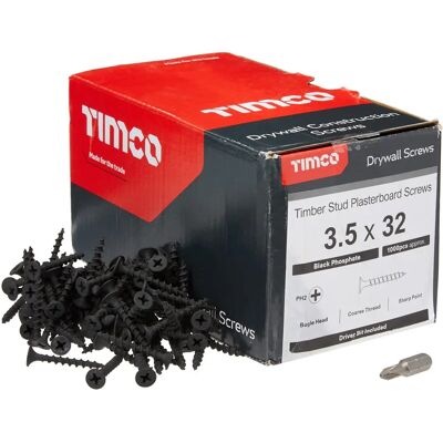 TIMco 00032DRYC Coarse Drywall Screw - PH2 Black - 3.5 x 32mm - Drywall Screw TIMco 00032DRYC Coarse Drywall Screw - PH2 Black - 3.5 x 32mm - Drywall Screw