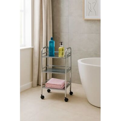 Aspect 40 x 32 x 74 cm Steel Bathroom/Kitchen Storage Lucy 3-Tier Shelf Trolley - Storage Trolley Aspect 40 x 32 x 74 cm Steel Bathroom/Kitchen Storage Lucy 3-Tier Shelf Trolley - Storage Trolley