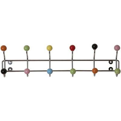 ASPECT Wall Hook Rack with 12 Hooks - Chrome Finish with Multicolor Ceramic Balls ASPECT Wall Hook Rack with 12 Hooks - Chrome Finish with Multicolor Ceramic Balls