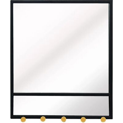 Black Metal Mirror with Five Hooks - Mirror Black Metal Mirror with Five Hooks - Mirror