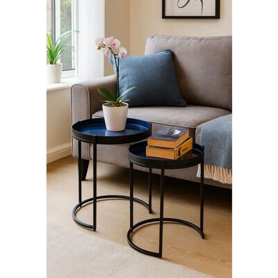 Aspect - Hannah Nest Of 2 - Grey/Blue - Table Aspect - Hannah Nest Of 2 - Grey/Blue - Table