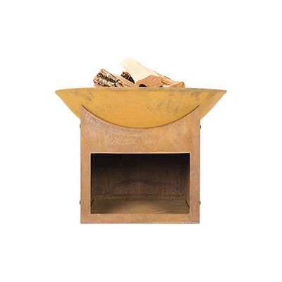La Hacienda Fasa Oxidised Firepit - Outdoor Firepit with Log Storage La Hacienda Fasa Oxidised Firepit - Outdoor Firepit with Log Storage