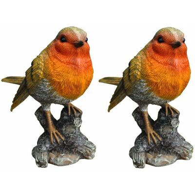 Selections Robin on a Tree Stump - 2-pack - Garden Ornament Selections Robin on a Tree Stump - 2-pack - Garden Ornament