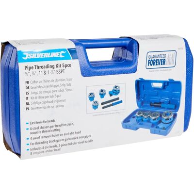 Kit filettatura Silverline - 1/2" BSPT - Tubi gas e acciaio Kit filettatura Silverline - 1/2" BSPT - Tubi gas e acciaio