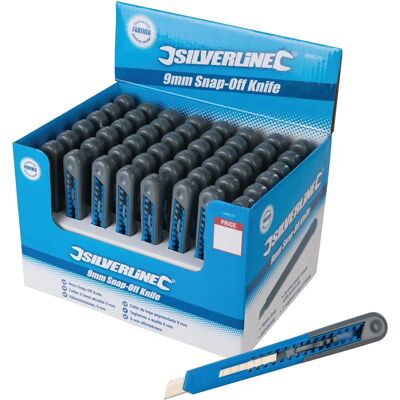 Silverline 9mm Snijmes - Automatisch vergrendelingsmechanisme, bladinstelling, 11 segmenten Silverline 9mm Snijmes - Automatisch vergrendelingsmechanisme, bladinstelling, 11 segmenten