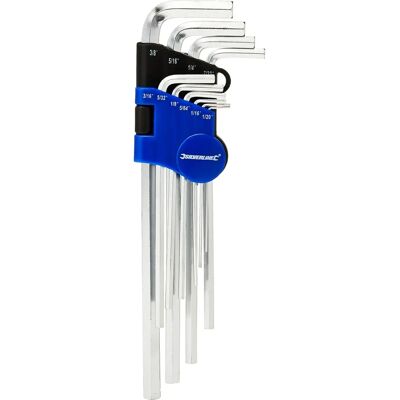 Zestaw kluczy imbusowych Silverline - 10 szt., 1/16''-3/8'' - Chrom-vanadium Zestaw kluczy imbusowych Silverline - 10 szt., 1/16''-3/8'' - Chrom-vanadium