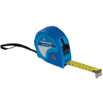 Ruban mesure Silverline 5m - 19mm - Rétrogradation automatique - Publicité Ruban mesure Silverline 5m - 19mm - Rétrogradation automatique - Publicité