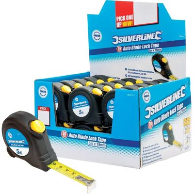 Ruban métrique Silverline à verrouillage automatique - 30 pcs, 5m, 19mm - Publicité Ruban métrique Silverline à verrouillage automatique - 30 pcs, 5m, 19mm - Publicité