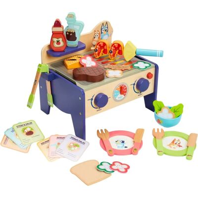 Bluey Wooden Bbq & Salad Set - Kids Role Play Fun Bluey Wooden Bbq & Salad Set - Kids Role Play Fun