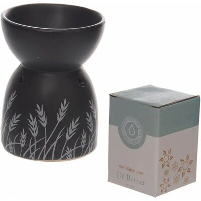 Brûleur d'huile en céramique noir avec motif de blé - Brûleur d'huile Brûleur d'huile en céramique noir avec motif de blé - Brûleur d'huile