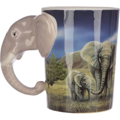 Mug en céramique tête d'éléphant - Imprimé savane Mug en céramique tête d'éléphant - Imprimé savane