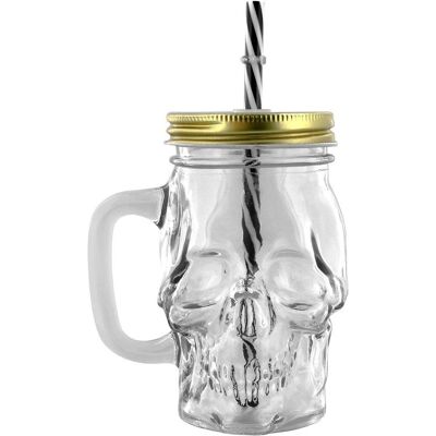 PUCKATOR JAR29 Szklany słoik w kształcie czaszki z rurką - Pojemnik PUCKATOR JAR29 Szklany słoik w kształcie czaszki z rurką - Pojemnik