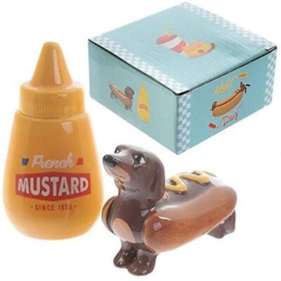 Puckator Würstchenhund Senf Salz und Pfeffer Set Puckator Würstchenhund Senf Salz und Pfeffer Set