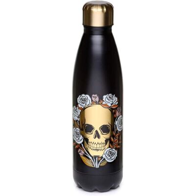 Bouteille en Acier Inoxydable Puckator Têtes de Mort et Roses - Isolée, 500ml - Publicité Bouteille en Acier Inoxydable Puckator Têtes de Mort et Roses - Isolée, 500ml - Publicité